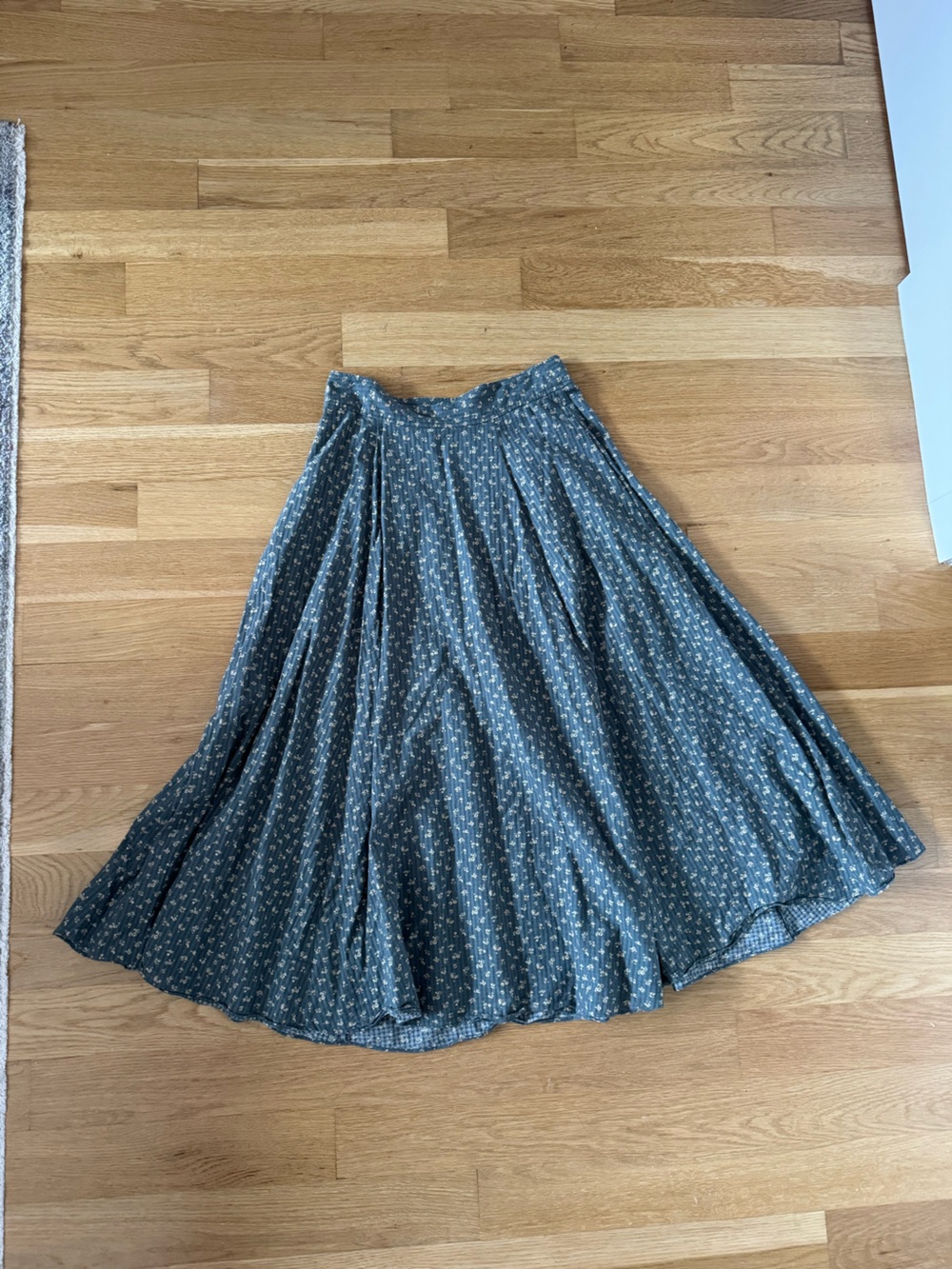 Madewell Teal Blue Printed A-Line Midi Skirt